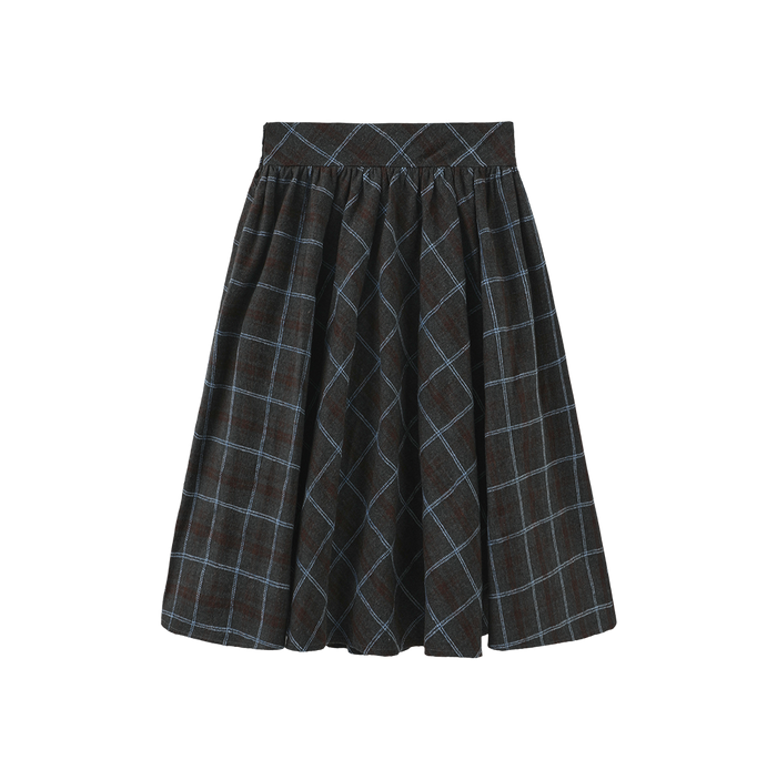 Round Yoke Plaid Skirt