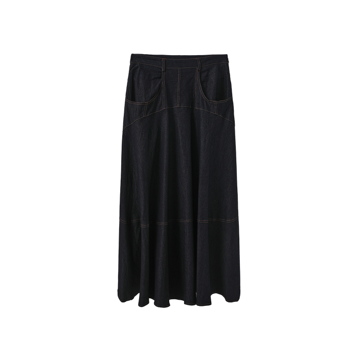 Rounded Seam Denim Skirt