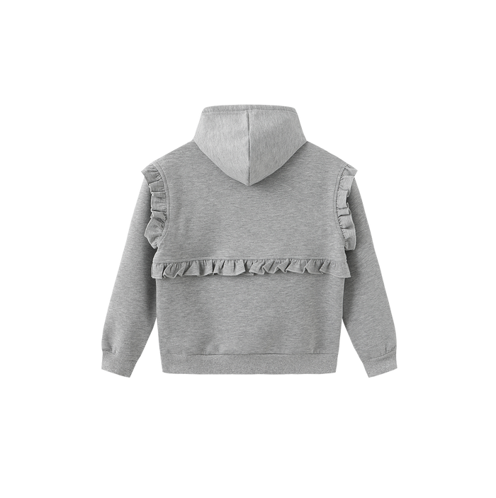 Ruffle Detailed Hooded Sweatshirt