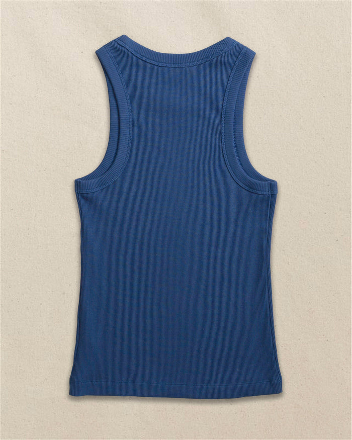 The back view of the Southern Tide Ryan Solid Rib Tank by Southern Tide - Nautical Blue
