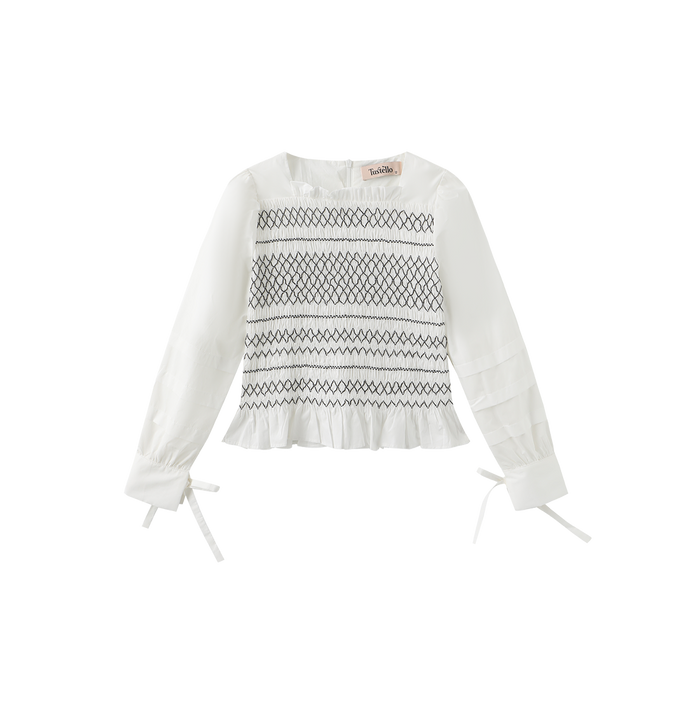 Sef Poplin Smocking Detail Blouse