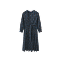 Side Placket Pleated Midi Dress