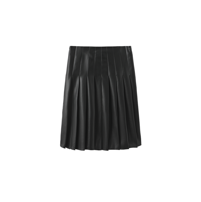 Side Pleat Buckle Leather Skirt