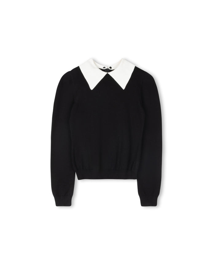 Silk Knit Collar Top - Junees