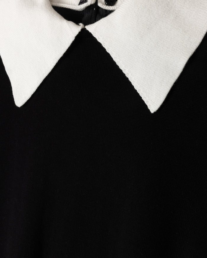 Silk Knit Collar Top - Junees