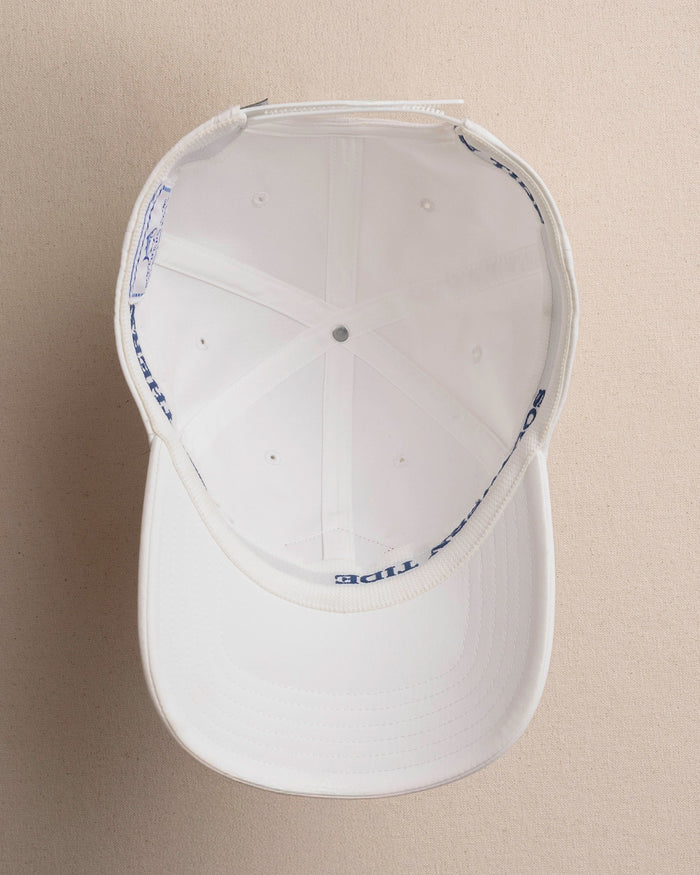 The inside view of the Southern Tide Skipjack Palm Performance Hat by Southern Tide - White