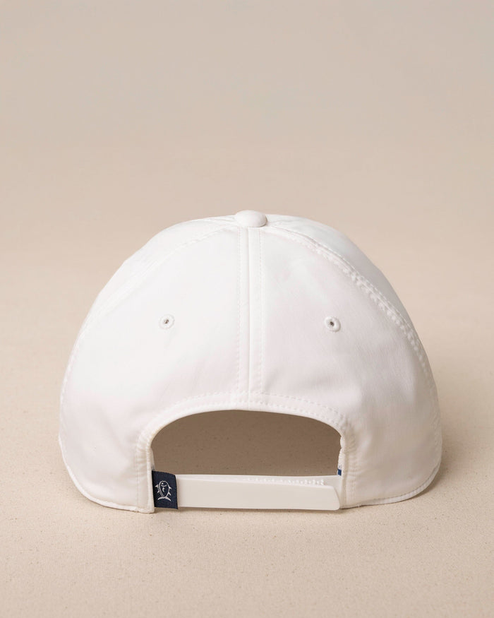 The back view of the Southern Tide Skipjack Palm Performance Hat by Southern Tide - White