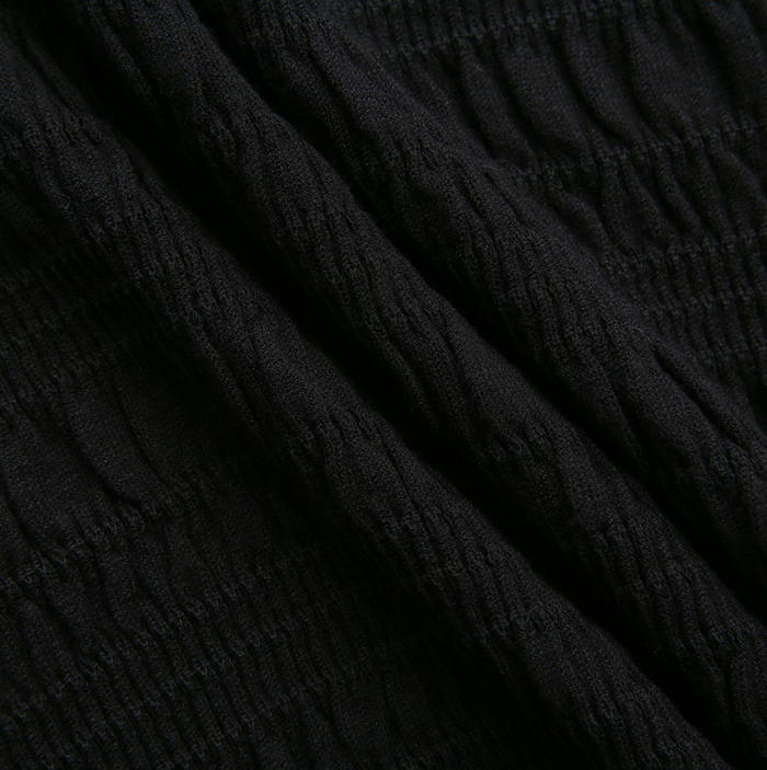 Smokced Knit Mock Neck