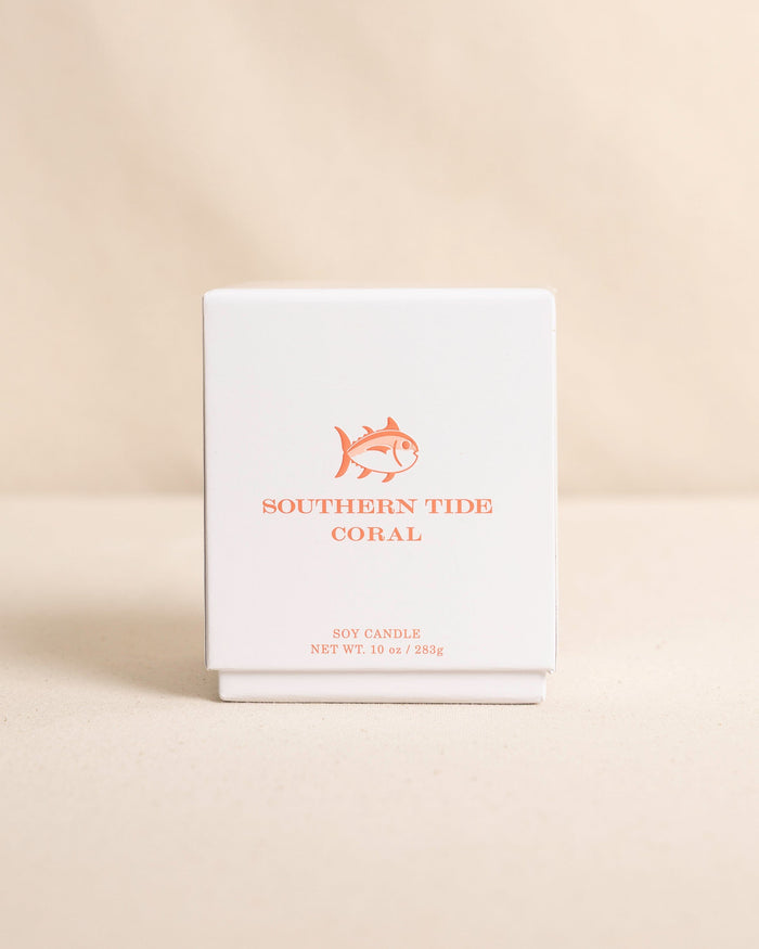 The front view of the Southern Tide Coral Scented Candle by Southern Tide - Coral