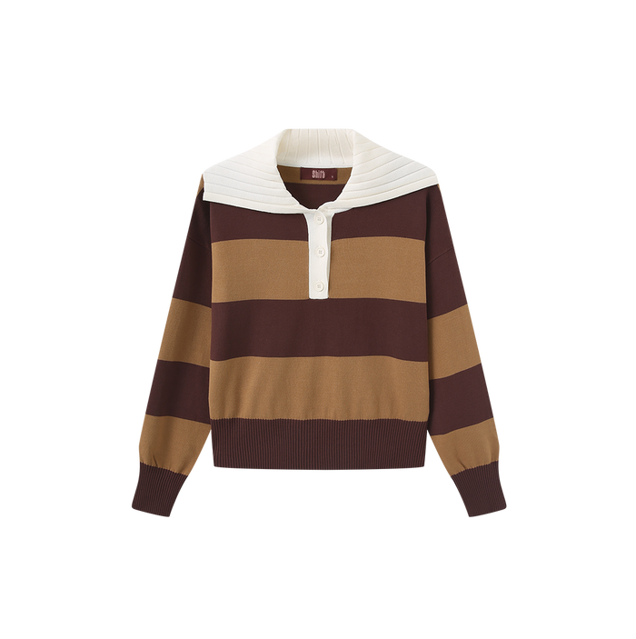 Stripe Contrast Collar Knit Sweater