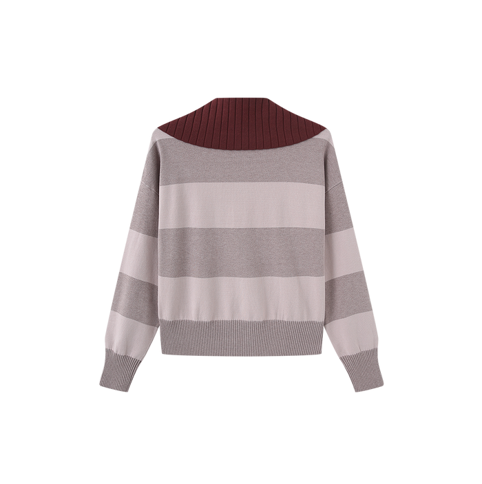 Stripe Contrast Collar Knit Sweater