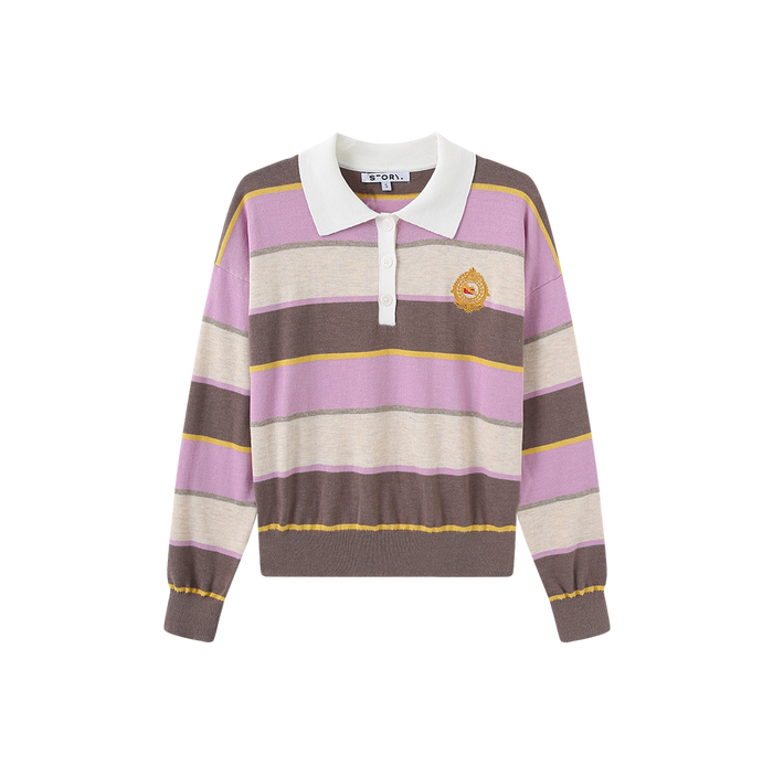 Stripe Knit Crest Polo