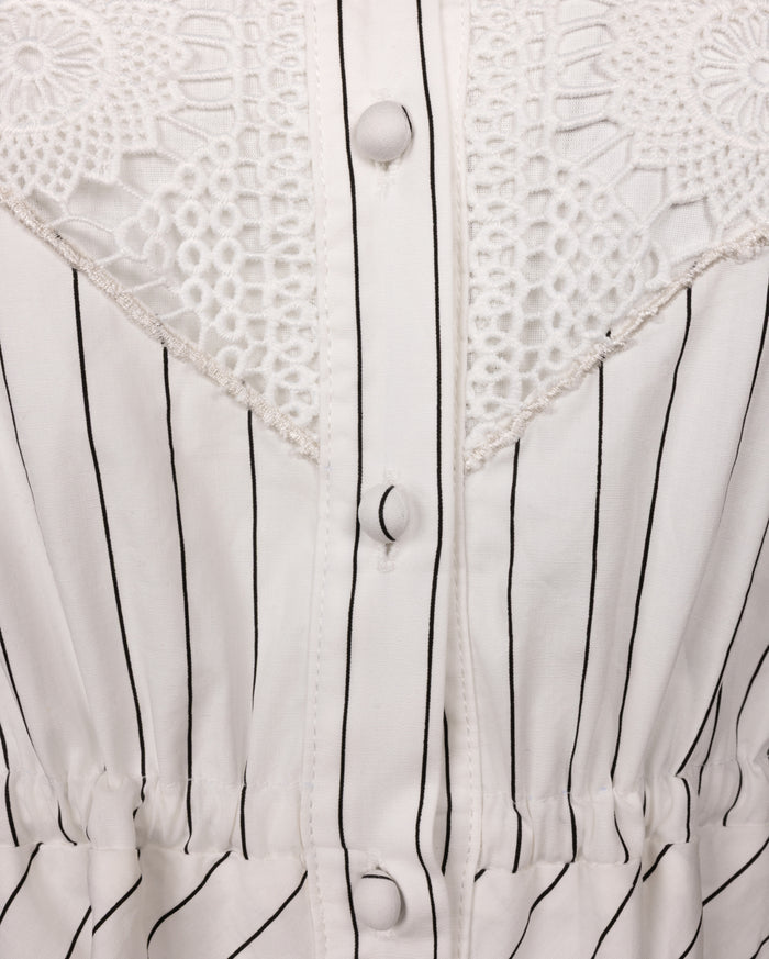 Stripe Poplin Side Tie Dress - Junees