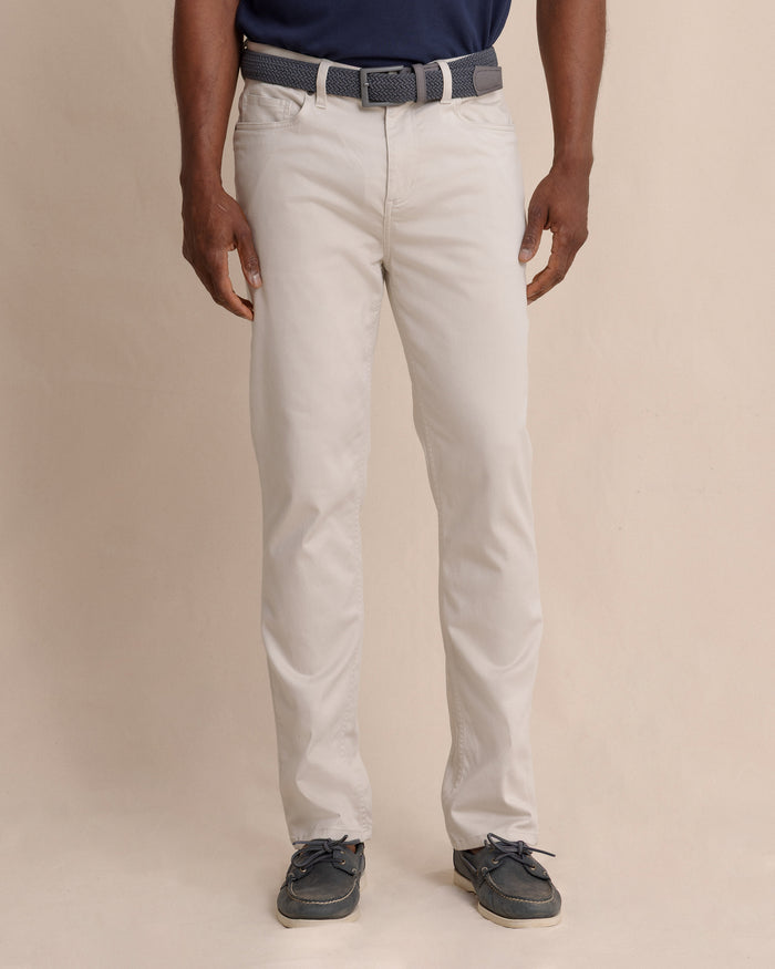 The front view of the Southern Tide Sullivan Five Pocket Pant Stone by Southern Tide - Stone