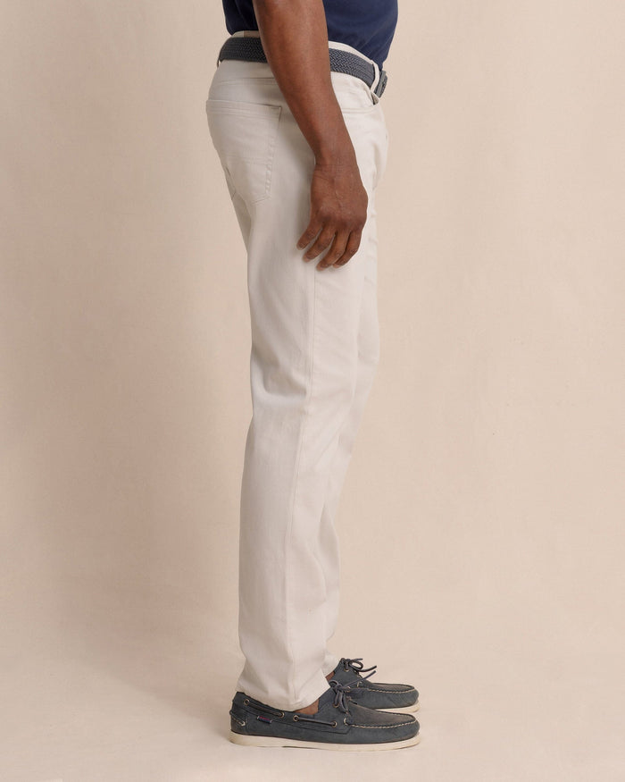 The side view of the Southern Tide Sullivan Five Pocket Pant Stone by Southern Tide - Stone