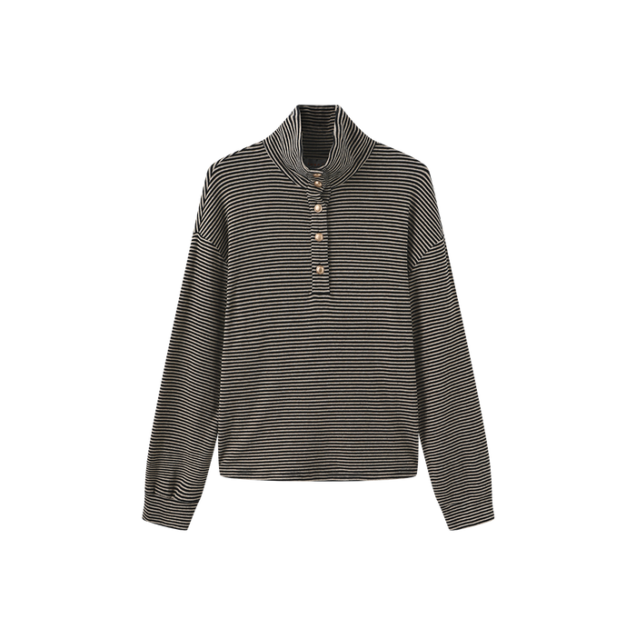 Swan Stripe Half Button Top