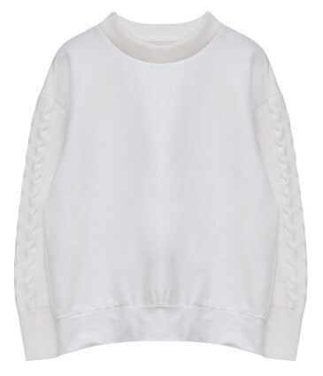 Sweatshirt With Cable Knit Sleeves - Junees