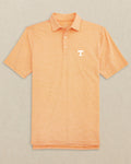 The front view of the Southern Tide Tennessee Vols White "T" Driver Spacedye Polo Shirt by Southern Tide - Rocky Top Orange