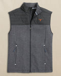 The front view of the Southern Tide Texas Longhorns Coligny Quilted Vest by Southern Tide - Caviar Black