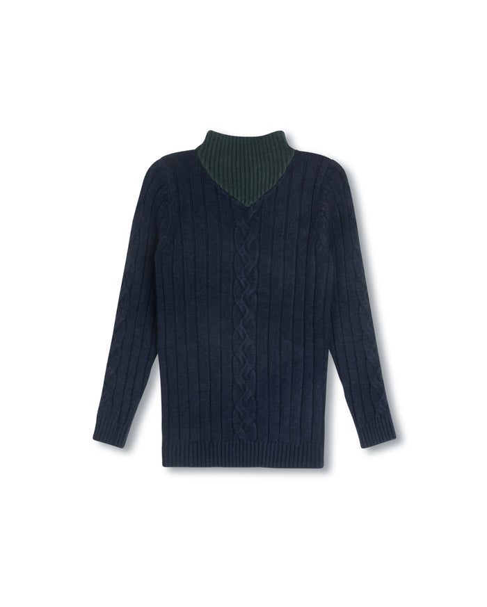 Thick Center Cable Knit Sweater - Junees