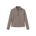 Thick Tee Stripe Half Button Top