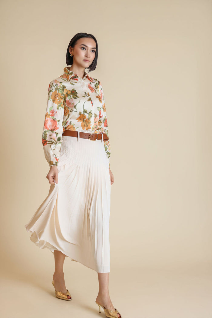 Thin Flowy Pleated Skirt - Junees