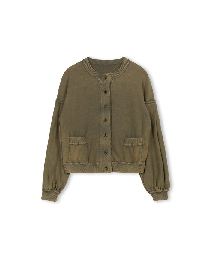 Thin Knit Mineral Wash Cardigan - Junees