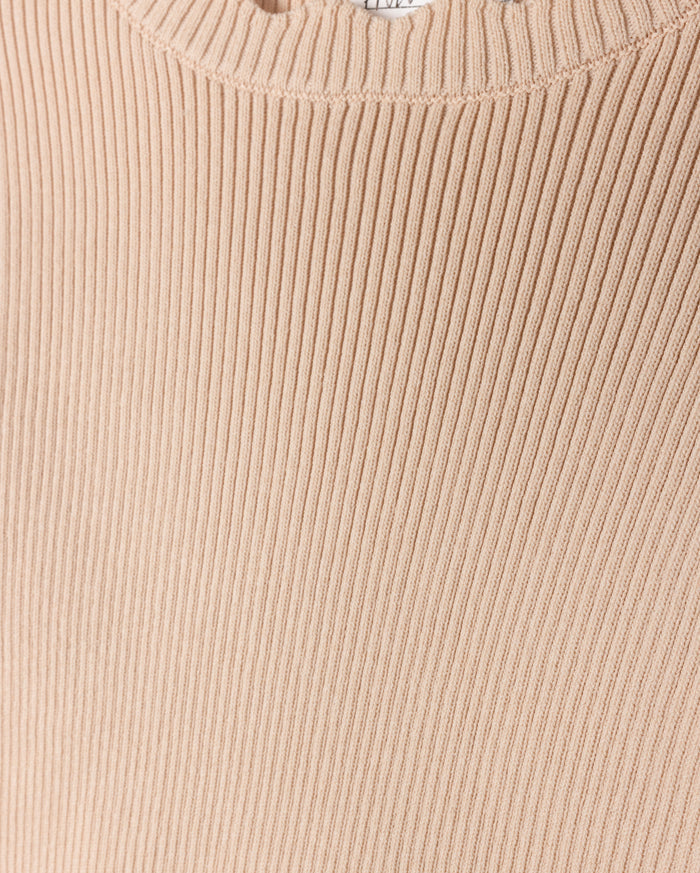 Thin Ribbed Scalloped Trim Sweater - Junees