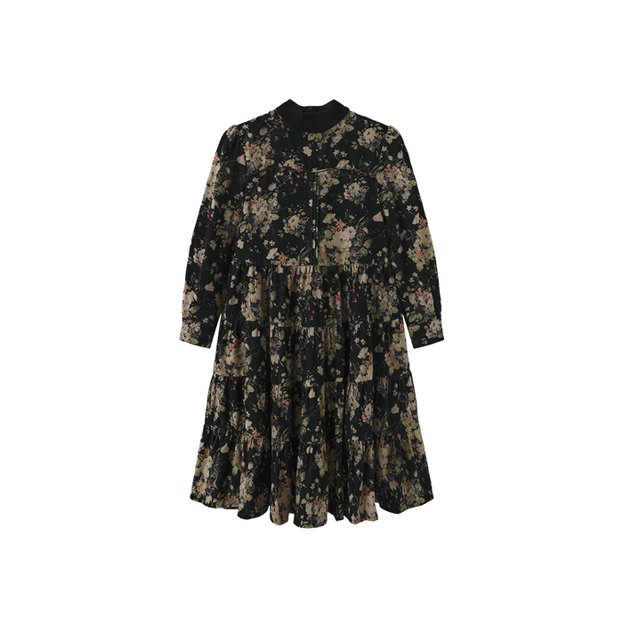 Tiered Corduroy Midi Dress