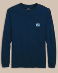 The front view of the Southern Tide UNC Tar Heels Gameday Embroidered Long Sleeve T-Shirt by Southern Tide - Navy