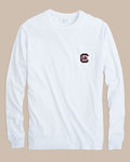The front view of the Southern Tide USC Gamecocks Gameday Embroidered Long Sleeve T-Shirt by Southern Tide - Classic White