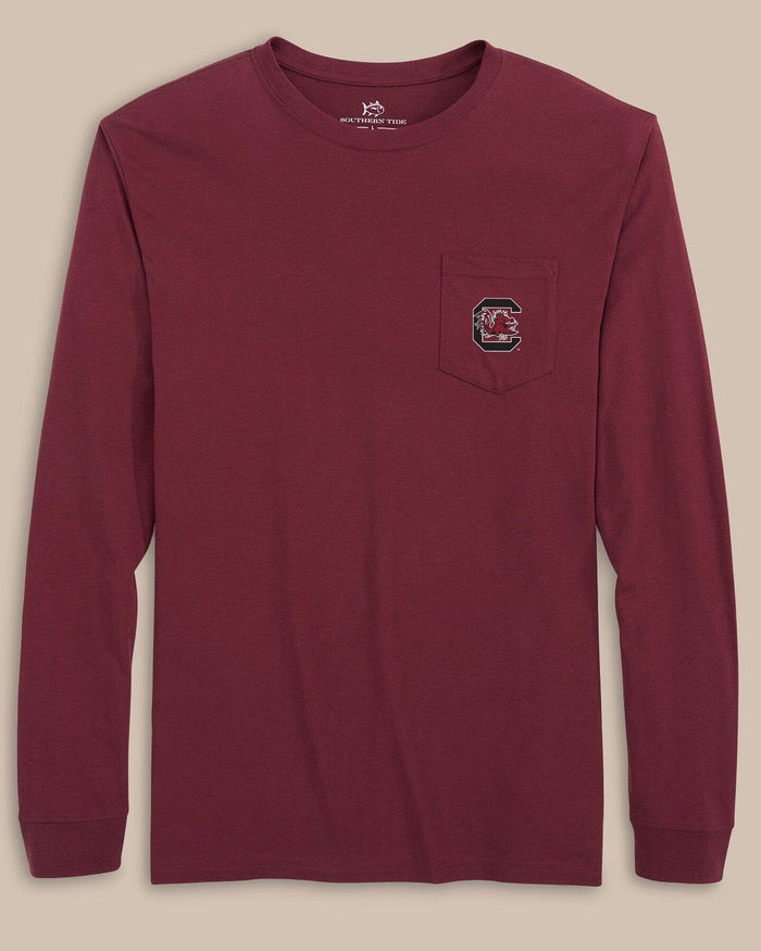 The front view of the Southern Tide USC Gamecocks Gameday Embroidered Long Sleeve T-Shirt by Southern Tide - Chianti