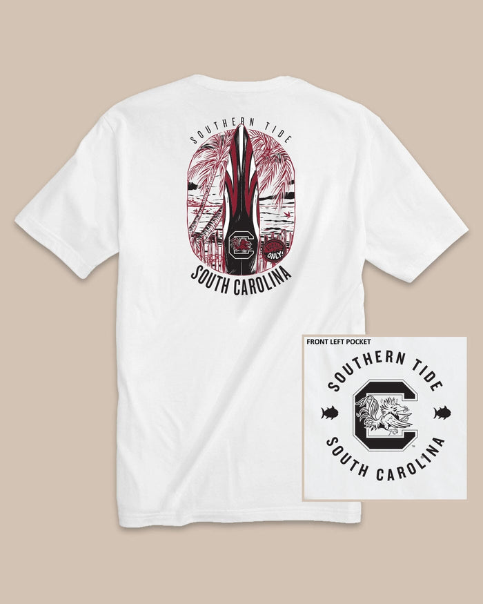 The back view of the USC Gamecocks Gameday Locals Only T-Shirt by Southern Tide - Classic White