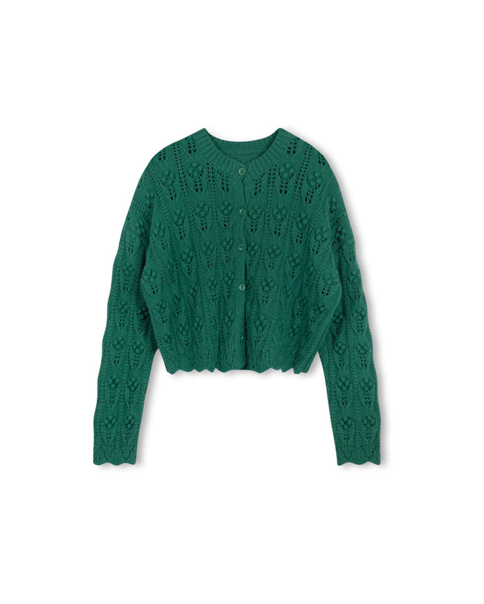 V-Neck Bubble Flower Cardigan - Junees