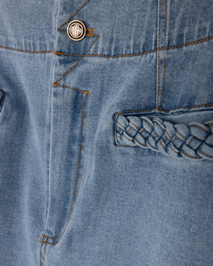 Washed Denim Midi Skirt