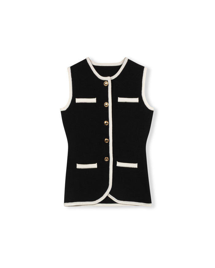 Way Knit Piped Vest - Junees
