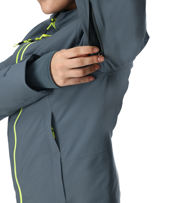 Gray jacket with yellow accents on a gray background