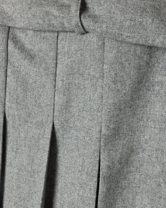 Wool Belted Front Pleat Midi Skirt - Junees
