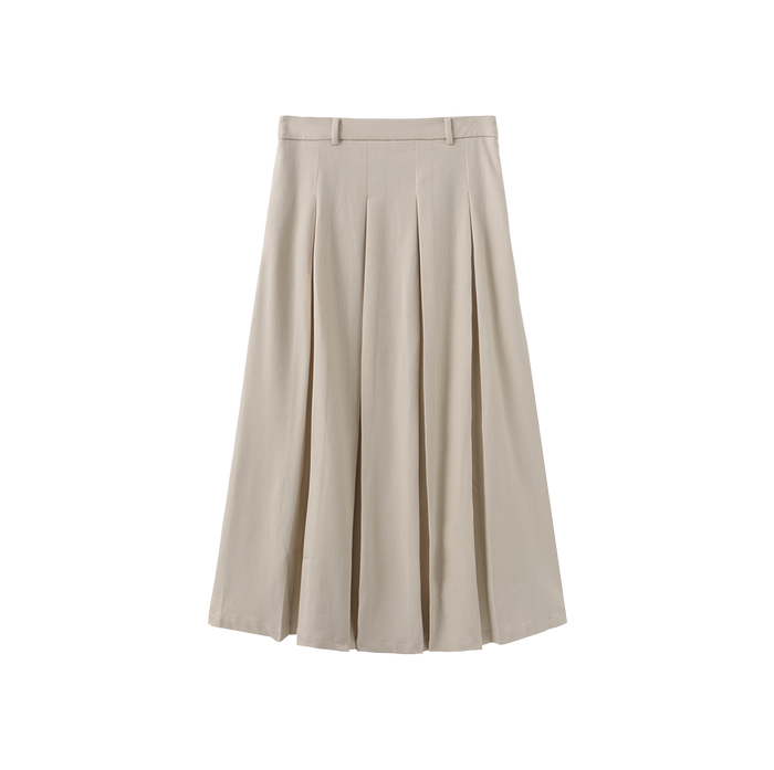 Wool Box Pleat Maxi Skirt