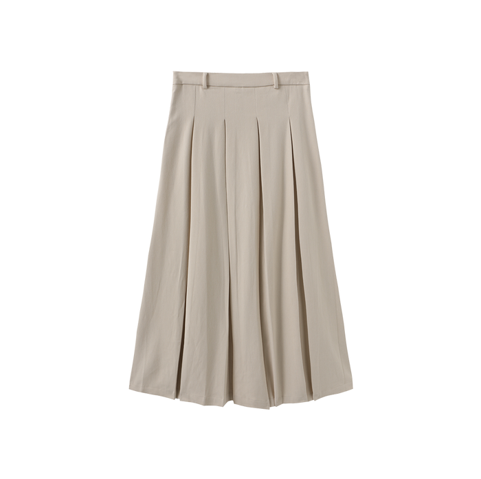 Wool Box Pleat Maxi Skirt