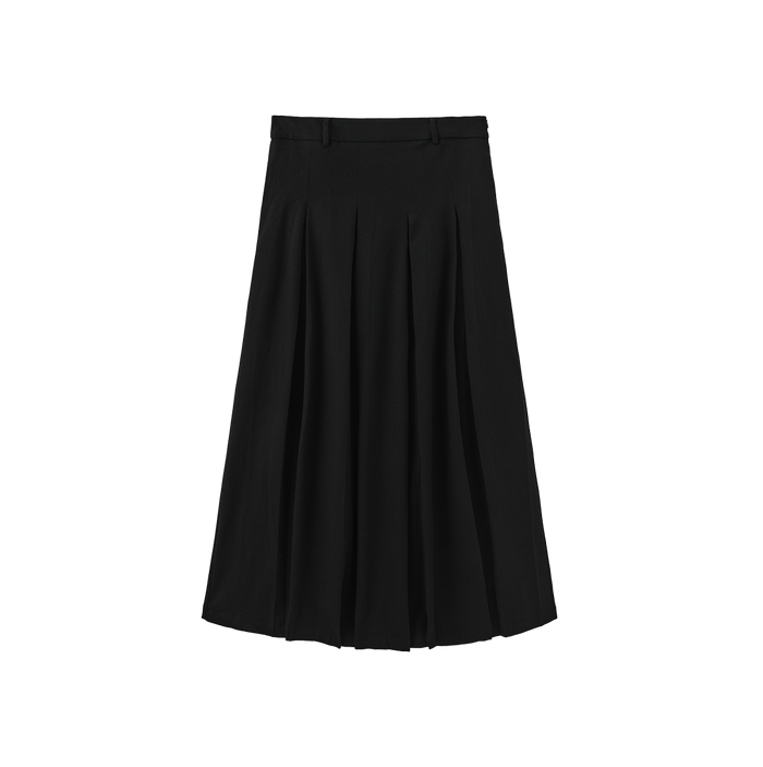 Wool Box Pleat Maxi Skirt