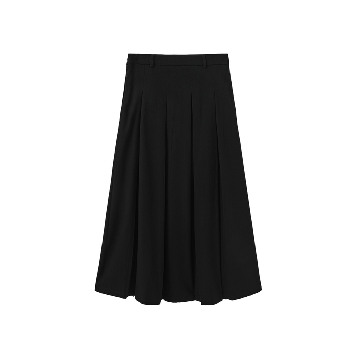 Wool Box Pleat Maxi Skirt