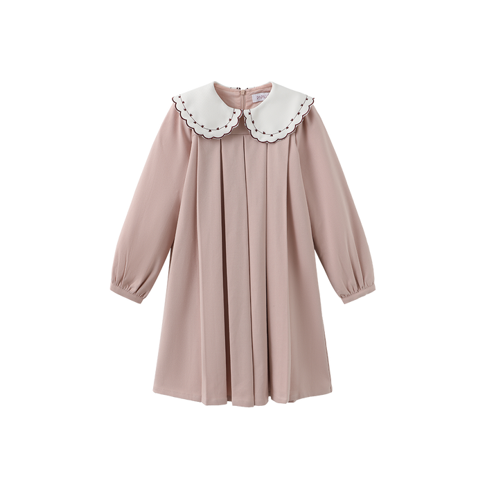 Wool Embroidered Collar Dress