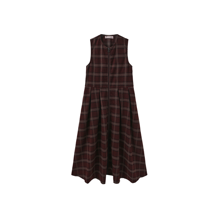 Zipper Front Elastic Back Dress
